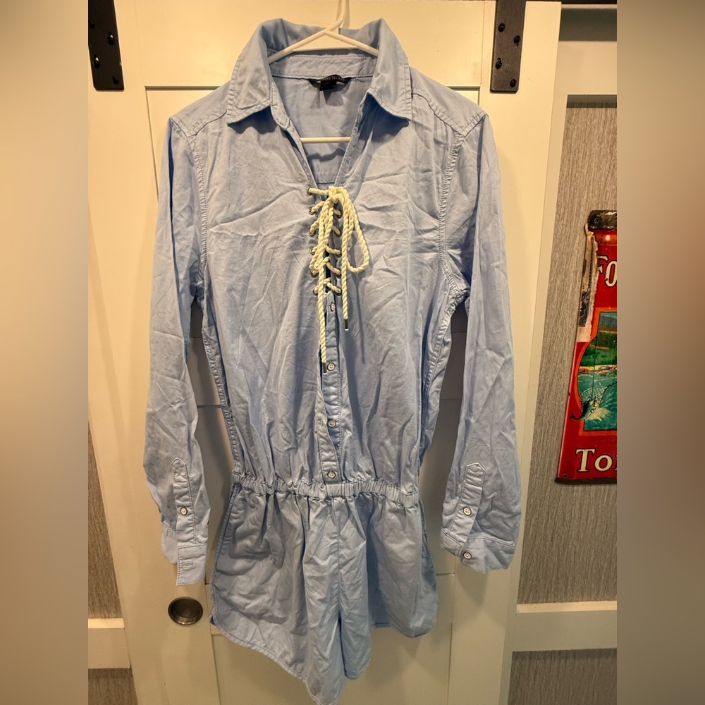 🎀 $10 or 3 / $25 🛍️ Victoria's Secret Light Blue Shirt Dress Romper, size 10
